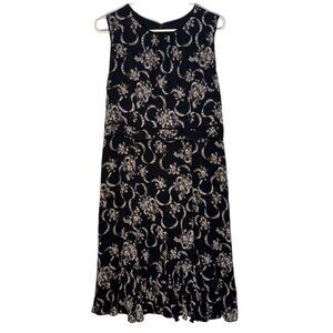 Talbots Floral Crepe Fit & Flare Dress Black and White Floral Size 10 Petite